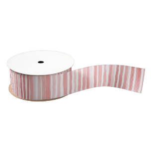 Ruban Gros-grain Joyeux Anniversaire Rayures Blanches Rose Clair
