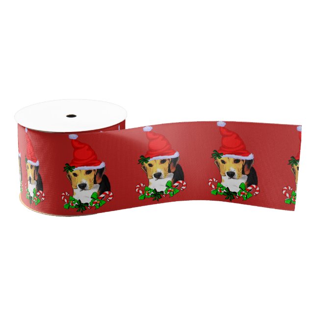 Ruban Gros-grain Joyeux Noël beagle (Bobine)