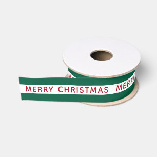 Ruban Gros-grain Joyeux Noël Rouge Rayé Vert et Blanc Festif