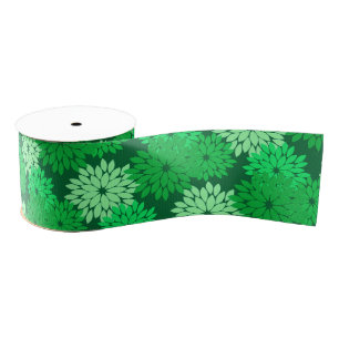 Ruban Gros-grain Kimono floral moderne Impression, Vert citron