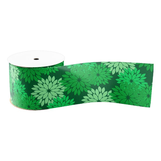 Ruban Gros-grain Kimono floral moderne Impression, Vert citron (Bobine)
