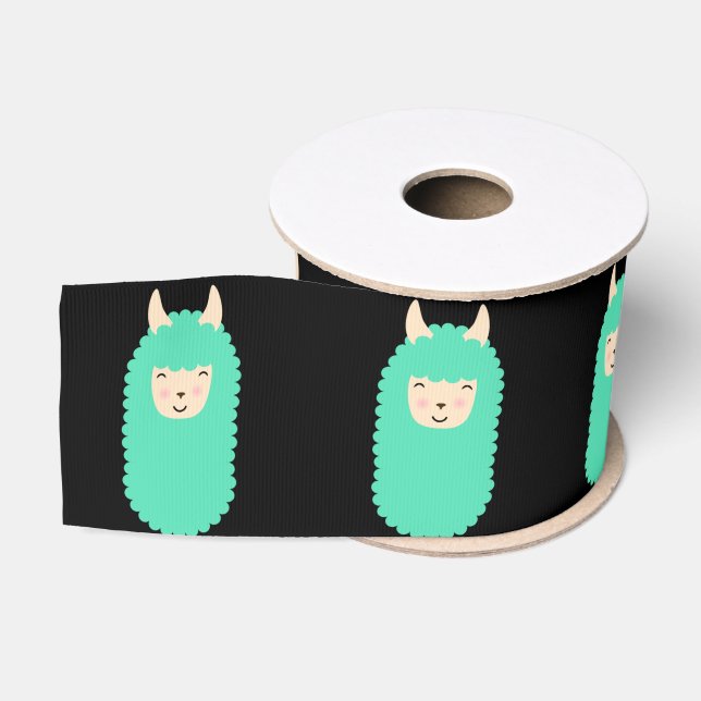 Ruban Gros-grain Lama heureux Emojis (Bobine)
