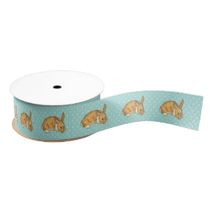 Ruban Gros-grain Lapin bleu de point de polka d'Aqua