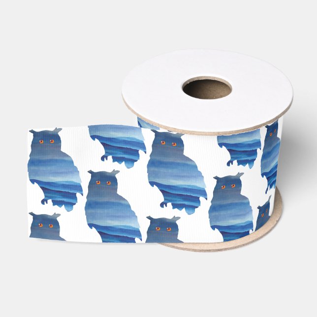 Ruban Gros-grain L'art de la chouette aquarelle (Bobine)