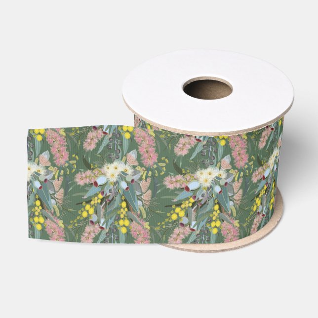 Ruban Gros-grain Le Bush natif fleurit Vert foncé (Bobine)