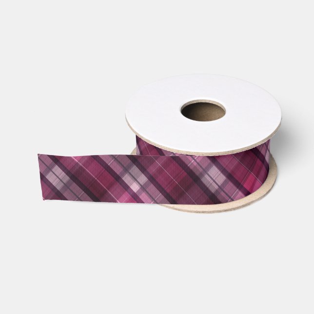 Ruban Gros-grain Le plaid rose moderne de la fille (Bobine)