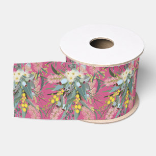 Ruban Gros-grain Le rose des fleurs des Bush autochtones