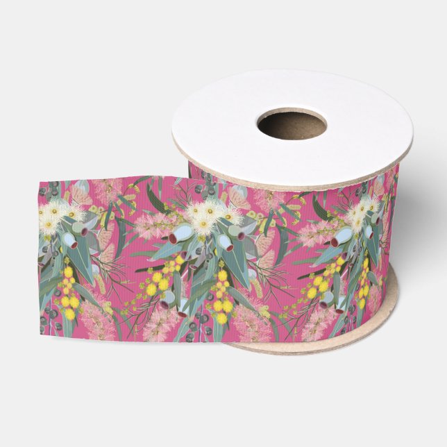 Ruban Gros-grain Le rose des fleurs des Bush autochtones (Bobine)