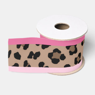 Ruban Gros-grain Leopard et rose