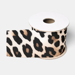 Ruban Gros-grain Léopard noir crème