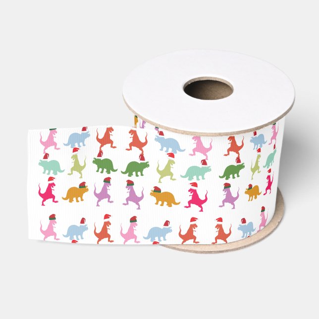 Ruban Gros-grain L'humeur de Dinosaures Père Noël (Bobine)