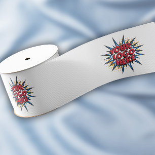 Ruban Gros-grain Logo Motif personnalisé blanc promotionnel 3"