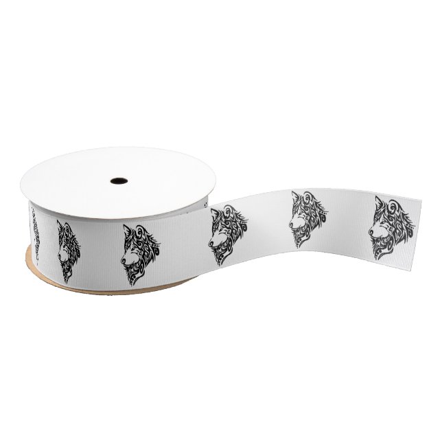 Ruban Gros-grain Loup tribal (Bobine)