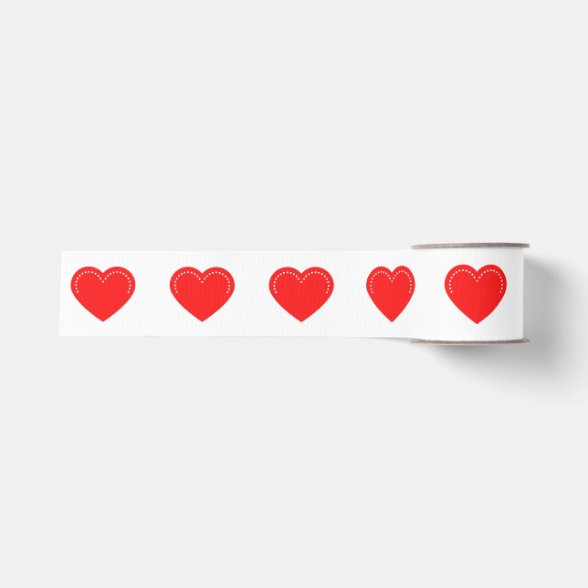 Ruban Gros-grain Love Heart Red Valentine's Grosgrain Ribbon (Devant)