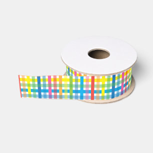 Ruban Gros-grain Lumineux coloré Plaid