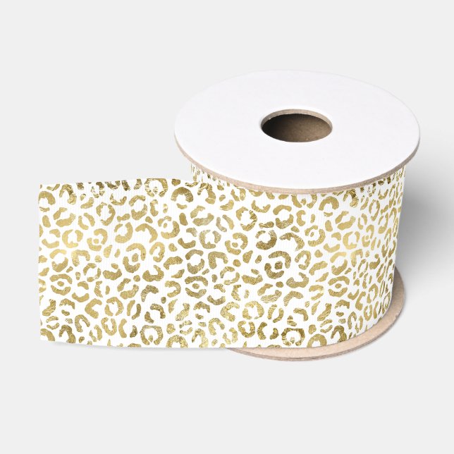 Ruban Gros-grain Luxueux Empreinte de léopard Or élégant (Bobine)