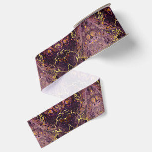 Ruban Gros-grain Luxueux prune pourpre et or