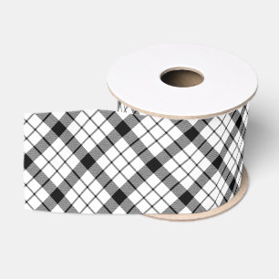 Ruban Gros-grain MacFarlane tartan noir blanc plaid