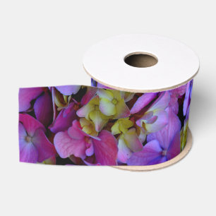 Ruban Gros-grain Magenta Purple bleu jaune Hydrangeas fleurs