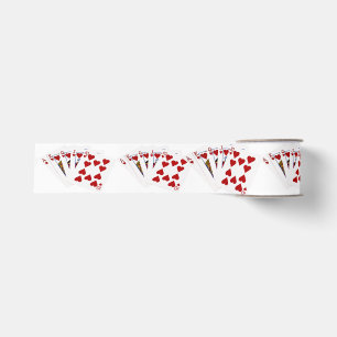 Ruban Gros-grain Mains de poker - Brosse royale - Coeur