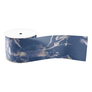 Ruban Gros-grain Marbre Bleu Argent