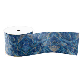 Ruban Gros-grain Marbre bleu or assez
