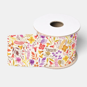 Ruban Gros-grain Mariage Fleur Sauvage Bohème Orange Violet