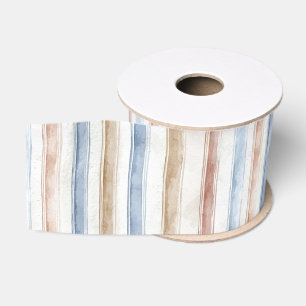 Ruban Gros-grain Mariage Rayures Crème Bleu Clair Assez