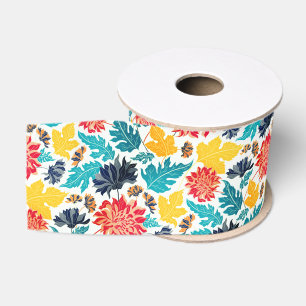 Ruban Gros-grain Mariage Tournesols Aquarelle Jaune Bleu Naturel