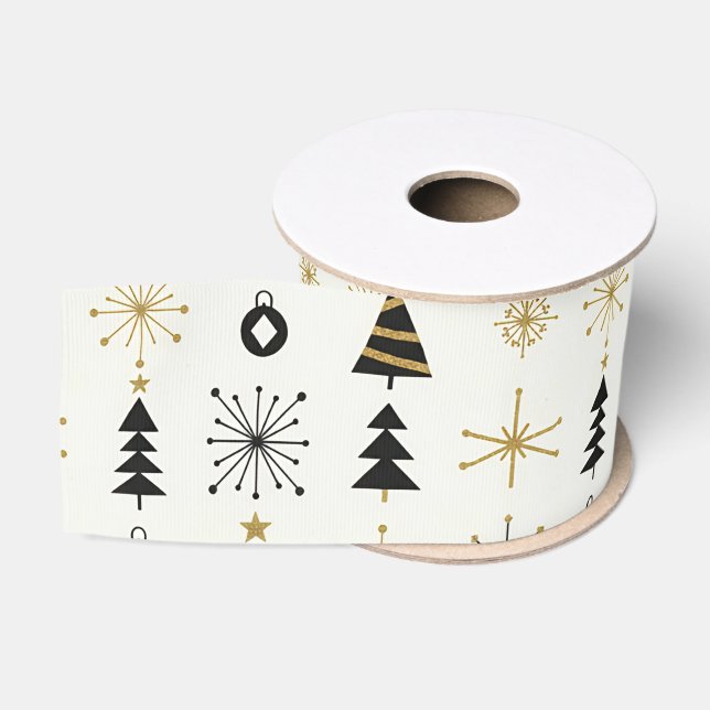 Ruban Gros-grain Mid Century Modern Christmas Icons (Bobine)