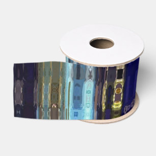 Ruban Gros-grain Mosaic Faux Verre Design de ton bleu