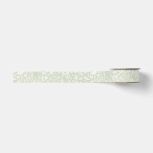 Ruban Gros-grain Mosaïque feuille aléatoire vert pâle