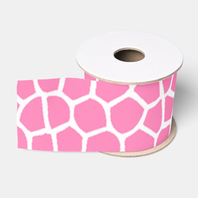 Ruban Gros-grain Mosaïque rose ou copie rose de girafe (Bobine)