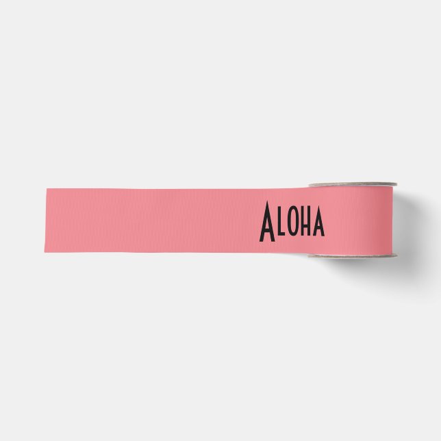 Ruban Gros-grain mot d'impression saumon aloha (Devant)