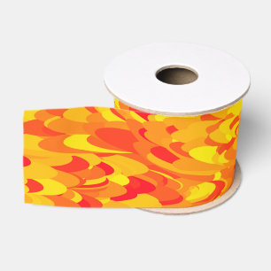 Ruban Gros-grain Motif Abstrait orange rouge jaune