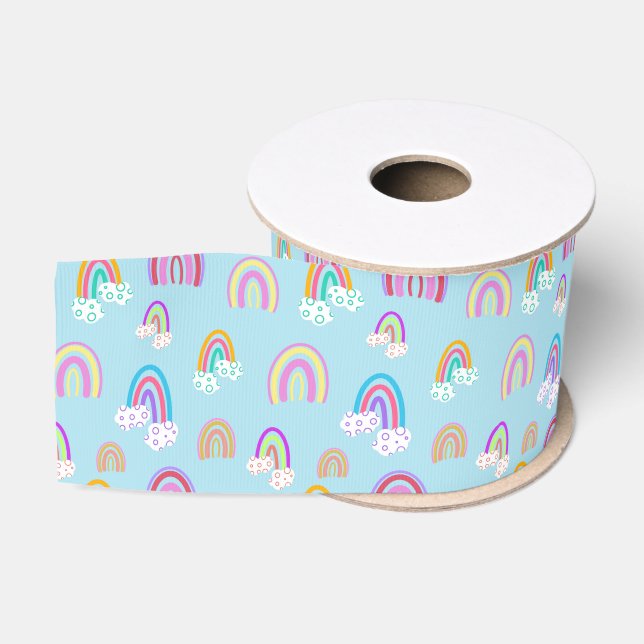 Ruban Gros-grain Motif arc-en-ciel (Bobine)