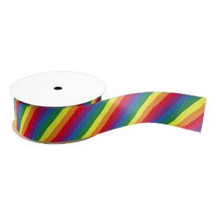 Ruban Gros-grain Motif arc-en-ciel diagonal