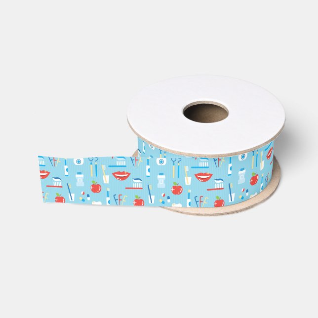 Ruban Gros-grain Motif bleu dentaire (Bobine)