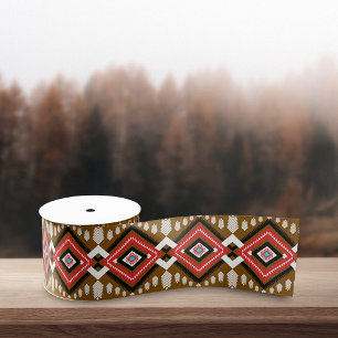 Ruban Gros-grain Motif Brown autochtone autochtone autochtone autoc