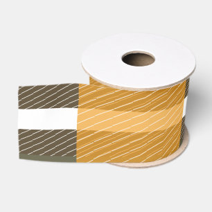 Ruban Gros-grain Motif carreau abstrait Automne Brun Moutarde