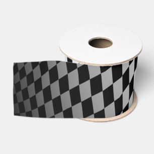 Ruban Gros-grain Motif Checkered blanc de petit noir unique