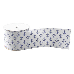 Ruban Gros-grain Motif d'ancrage bleu et blanc
