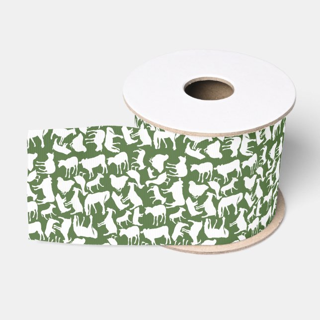 Ruban Gros-grain Motif d'animaux de ferme (Bobine)