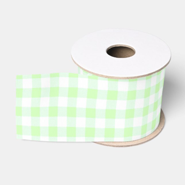 Ruban Gros-grain Motif de chèques En vichy vert clair (Bobine)