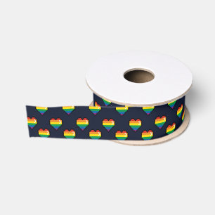 Ruban Gros-grain Motif de coeur Rainbow 8 Bit