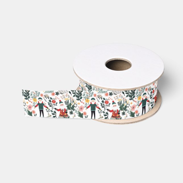 Ruban Gros-grain Motif de Festive Père Noël (Bobine)