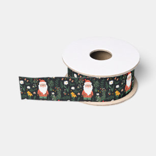 Ruban Gros-grain Motif de Festive Père Noël
