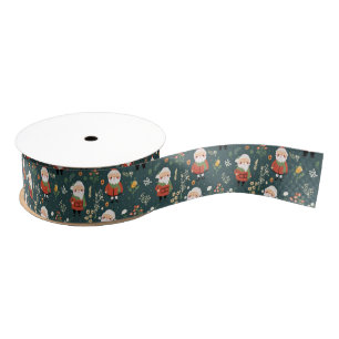 Ruban Gros-grain Motif de Festive Père Noël