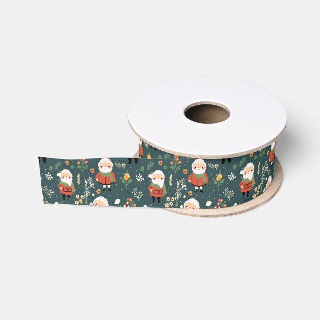 Ruban Gros-grain Motif de Festive Père Noël (Bobine)