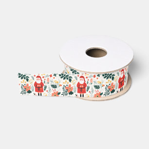 Ruban Gros-grain Motif de Festive Père Noël